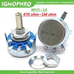 2pcs WH5-1A 1k 2k 10k 47k 4k7 470r 100k 470k 220k 1k5 22k 1m ohm 3-Terminals Round Shaft Rotary Taper Carbon Potentiometer WH5