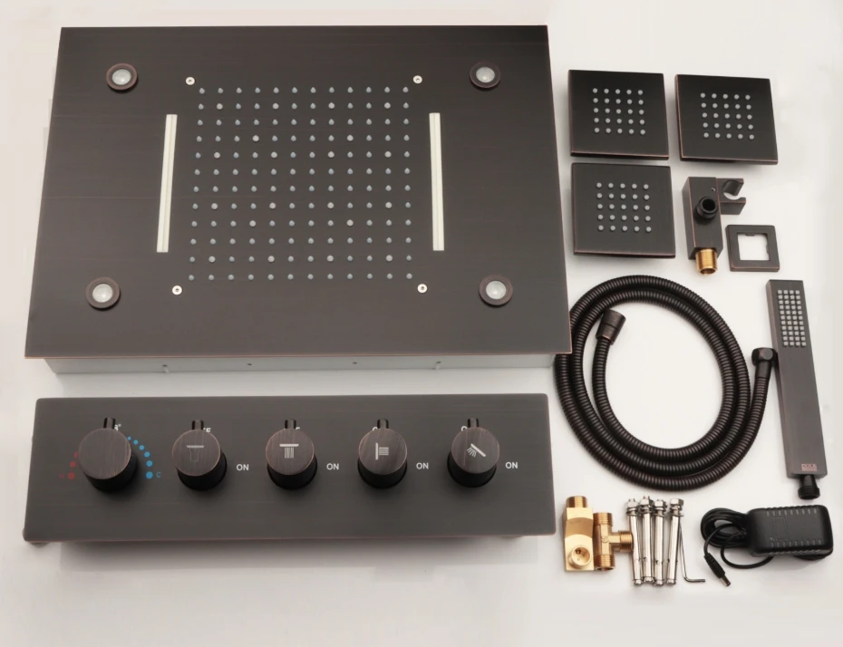 北米スタイルLEDフルボディレインシャワーシステム、3個のボディジェットスプレー付き、レインフォールミストシャワー水栓セット