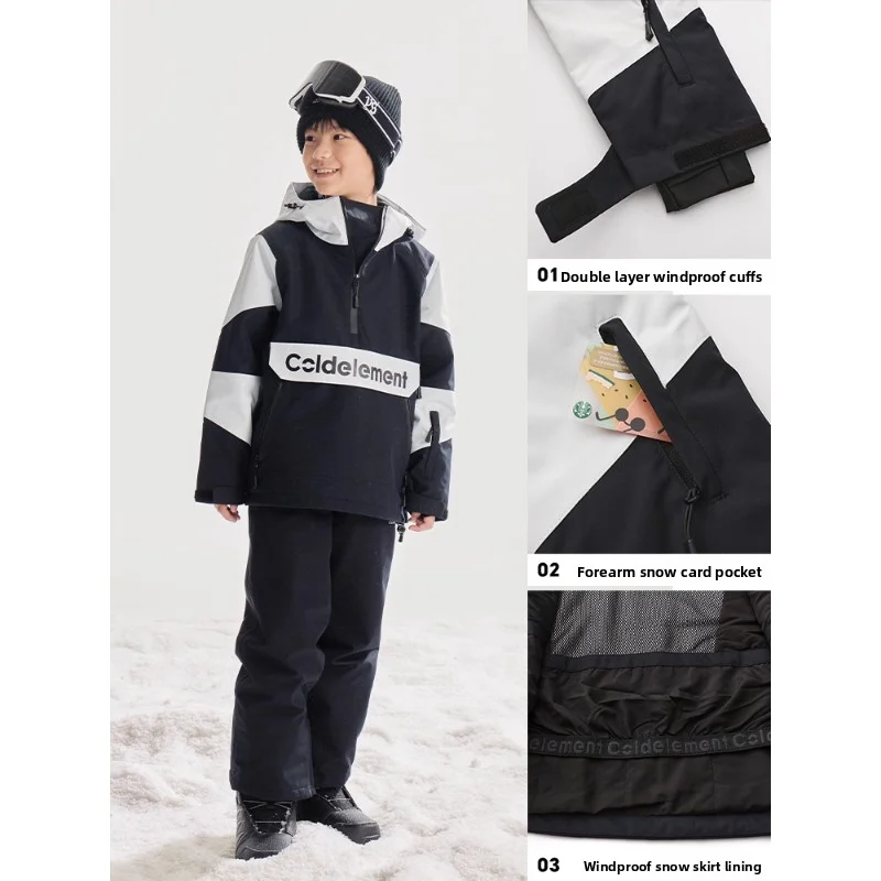 Giacca da sci per bambini Coldelement per ragazzi e ragazze: addensata calda, impermeabile antivento, per snowboard e sci, abbigliamento da neve invernale