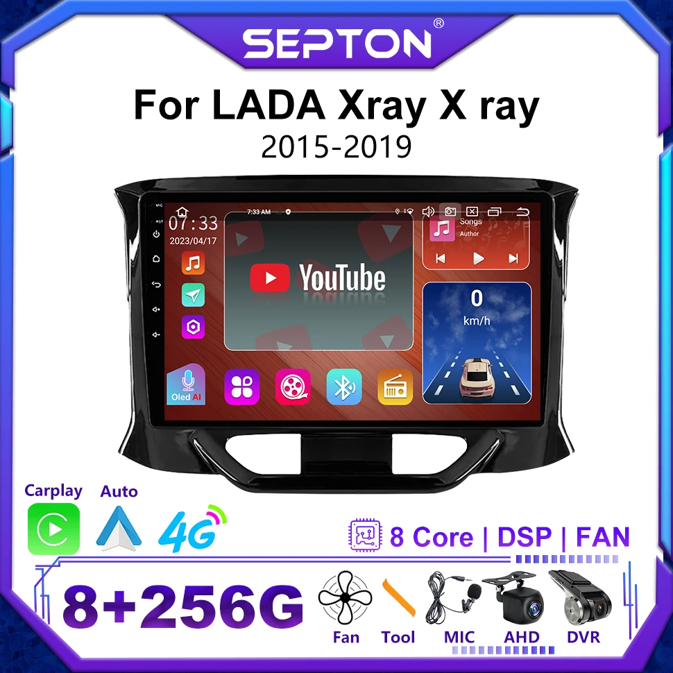 

Автомобильный радиоприемник SEPTON Android 12, стерео для LADA Xray X Ray 2015-2019, мультимедийный видеоплеер 2 Din Navi 9 дюймов GPS 4G