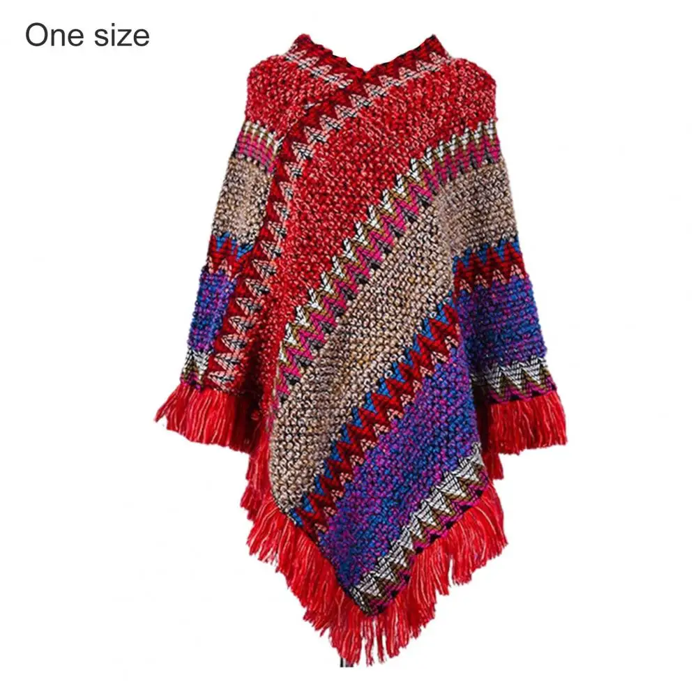 Bohemian  Autumn Knitted Coat Women Colorful V Neck Sweater Coat V Neck Lady Sweater Coat for Travel