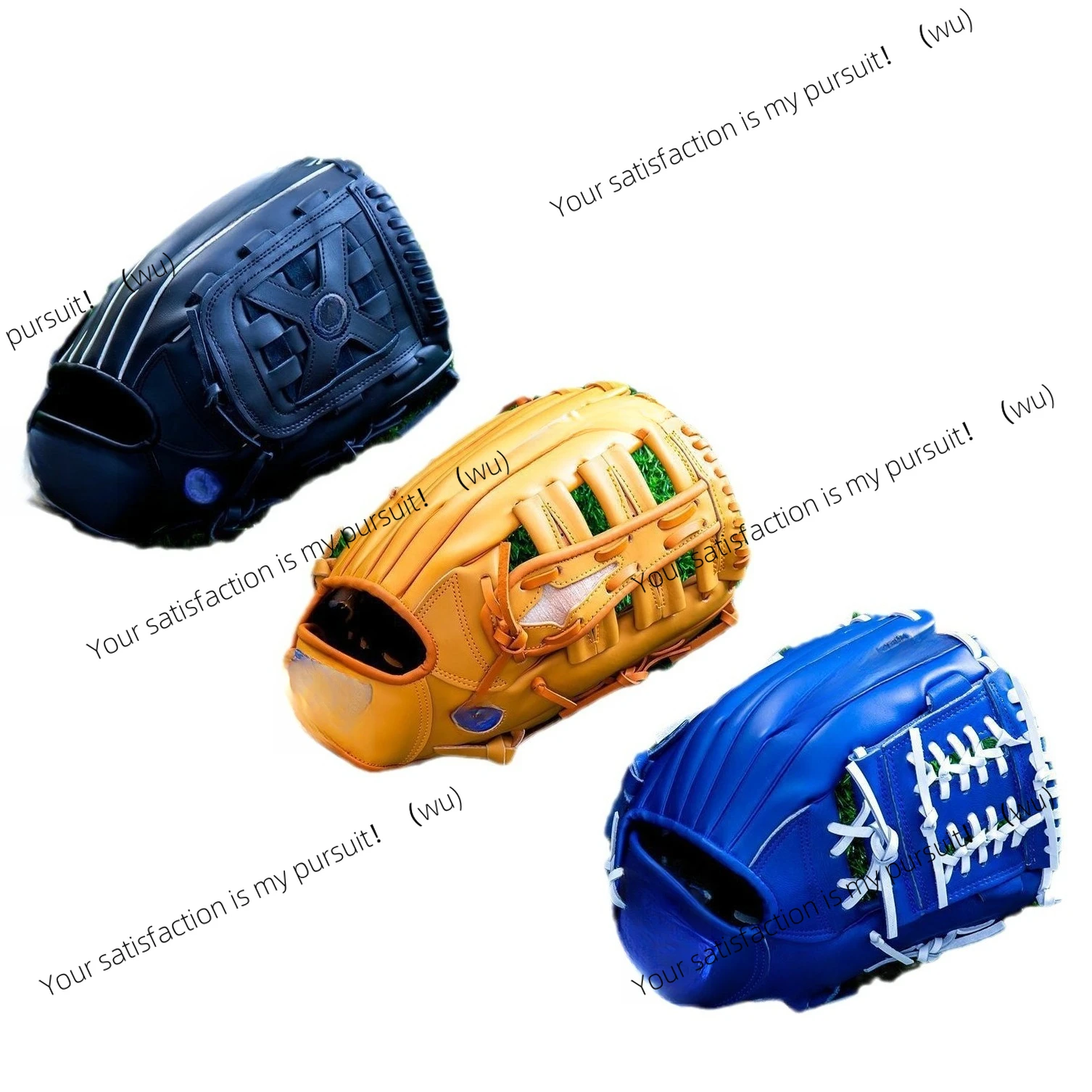 Couro PU de 12 polegadas, jogo de prática, luva de beisebol azul