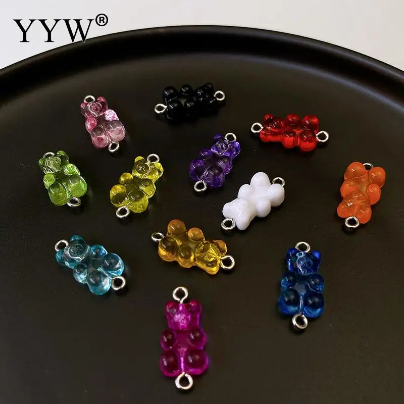 Approx 100pcs/Bag Epoxy Gel Acrylic Cute Candy Bear Connectors For lovely Jewelry Making DIY Necklace Bracelet Accessories 2023