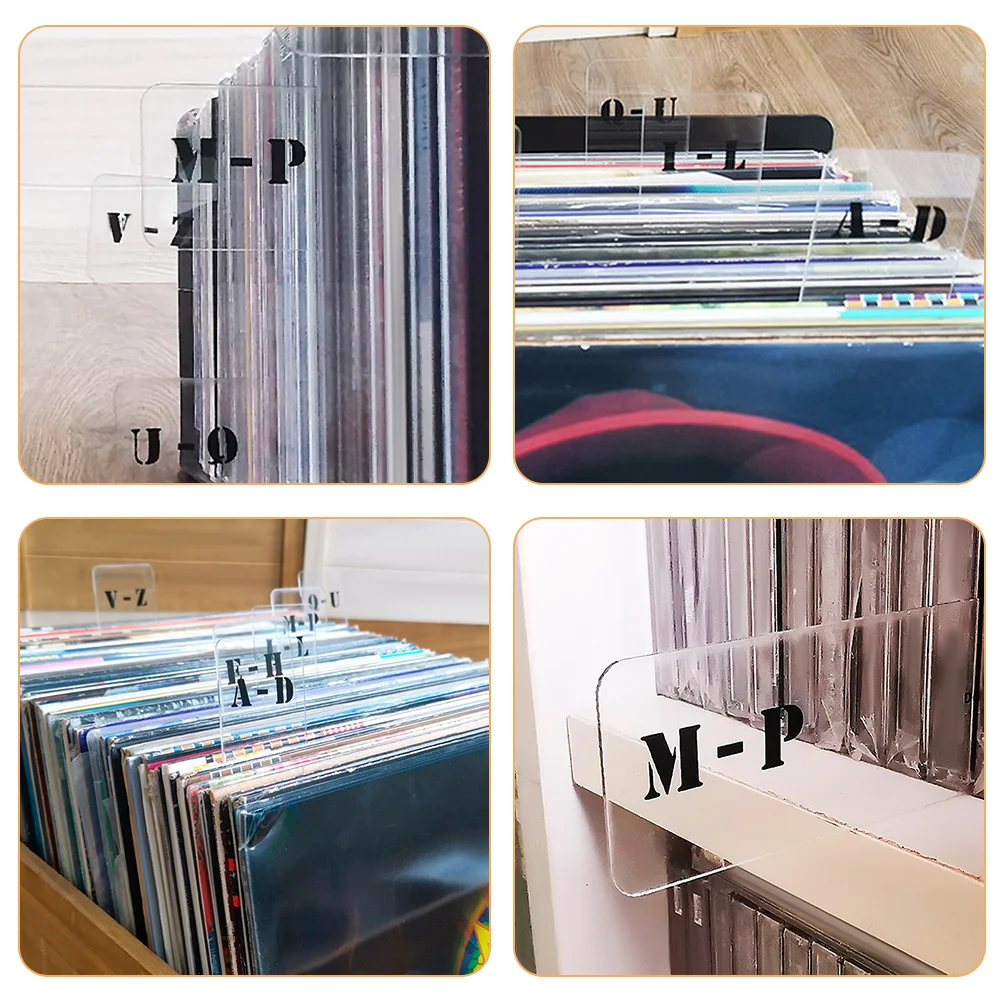 12 Stück Album-Klassifizierungsetiketten, Teiler, horizontales Etikett, A-Z, Schallplatten-Organizer, Acryl