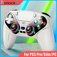 Controlador inalámbrico de luces RGB para PS5/Playstation 5 Pro/Slim/consola de PC con efecto Hall, Joystick de juego con vibración Turbo