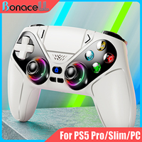RGB Lights Wireless Controller For PS5/Playstation 5 Pro/Slim/PC Console Gamepads W/ Hall Effect Turbo Vibration Game Joystick
