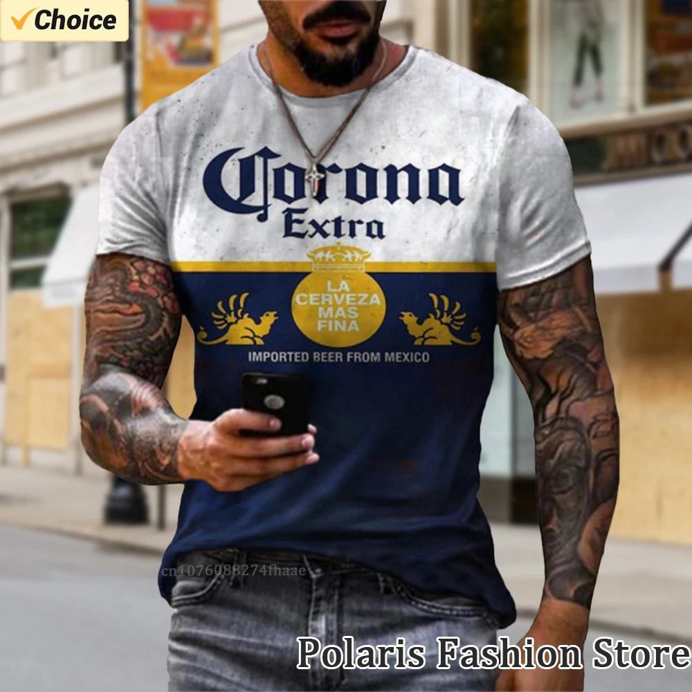 Neue Sommer Männer 3D-Druck Bier Muster Vintage T-Shirt lässige Mode Kurzarm T-Shirt Herren T-Shirt