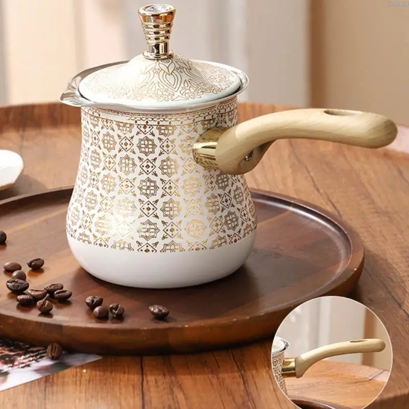 

23GA Steel Turkish Coffee Pot with Wooden Grip for Home Office Use