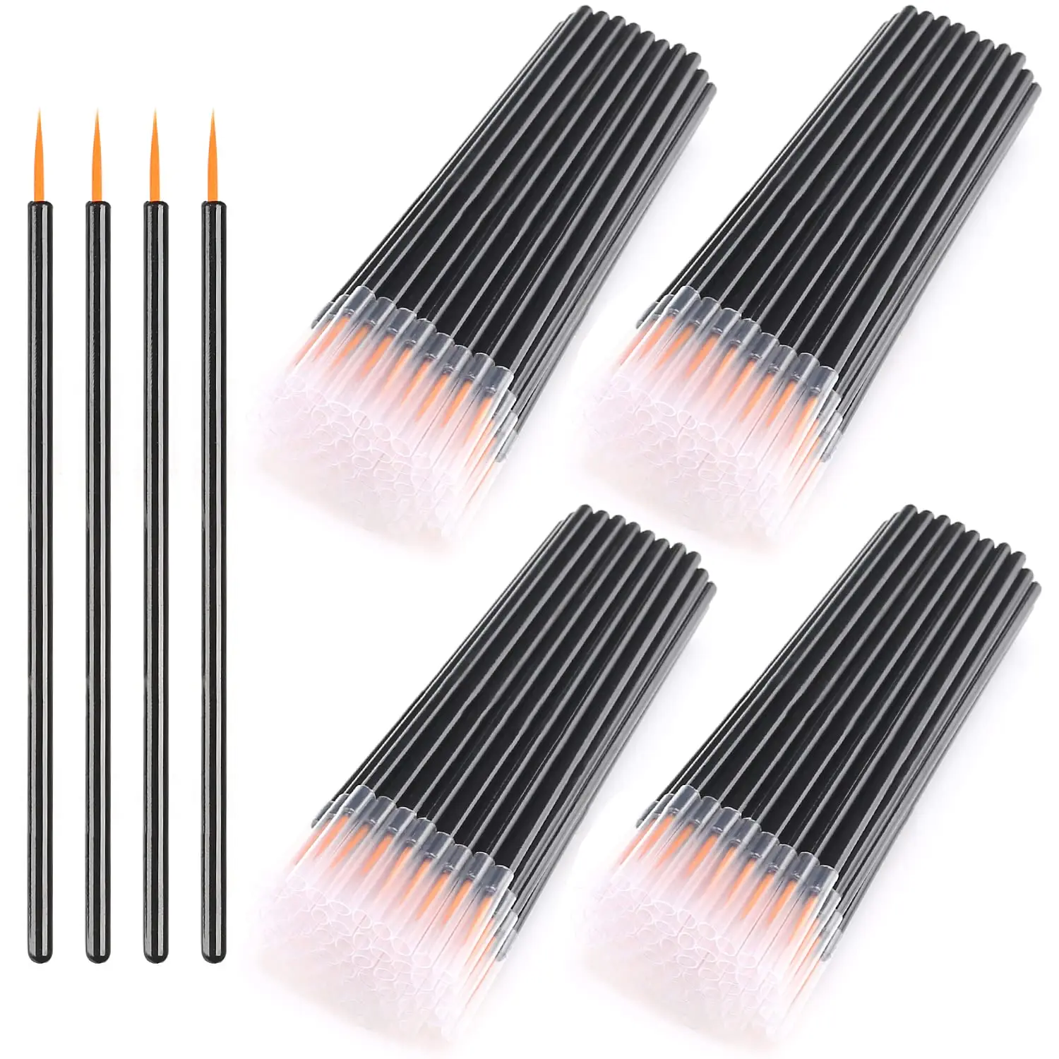 200Pcs Set Nylon Wool Eye Liner Disposable Eyeline Mascara Brushes Plastic Pen Holder Makeup Brushes For Women