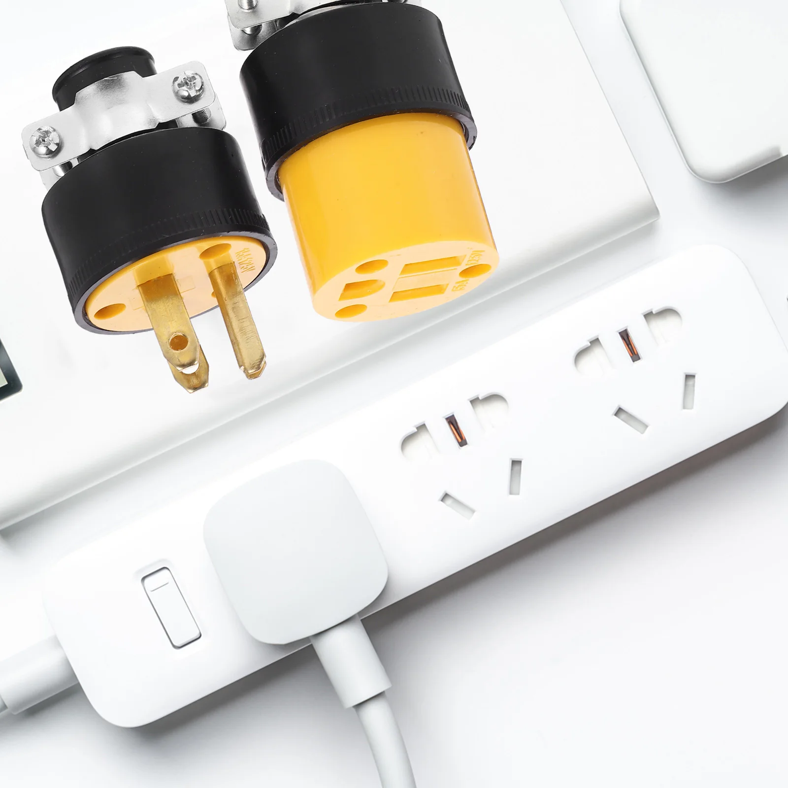 

1 set 3-Pin Extension Cord Plug Replacement Male Female Electrical Connectors Copper ABS Connector Set for High Power