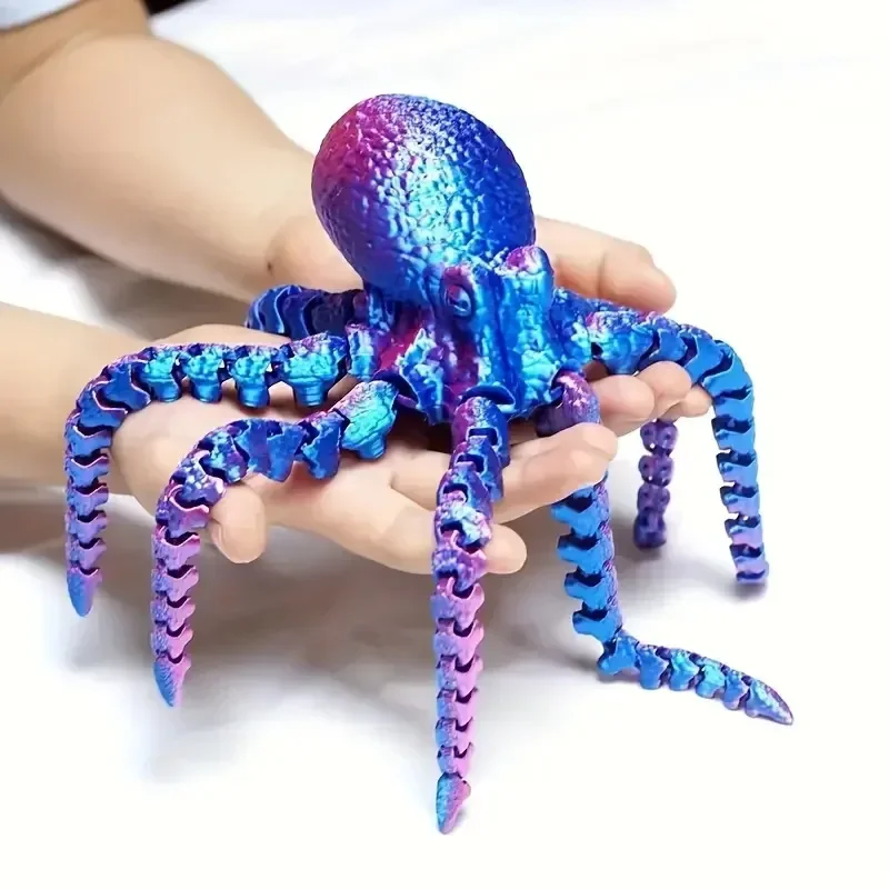 New 19CM 3D Printed Octopus Figurine with Flexible Joints For Home Office Desk Decor Ocean Animal Table Ornament Ideal Gift Toy