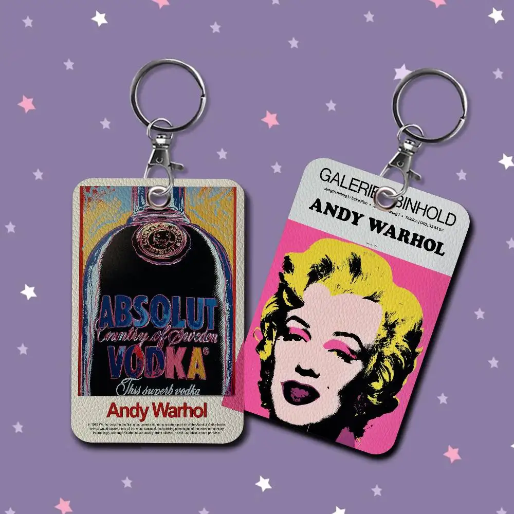 A-Andy W-Warhol Style PU Access Card Holder With Keychain - Executive Protection For Bank Card,Subway, Bus Card Case