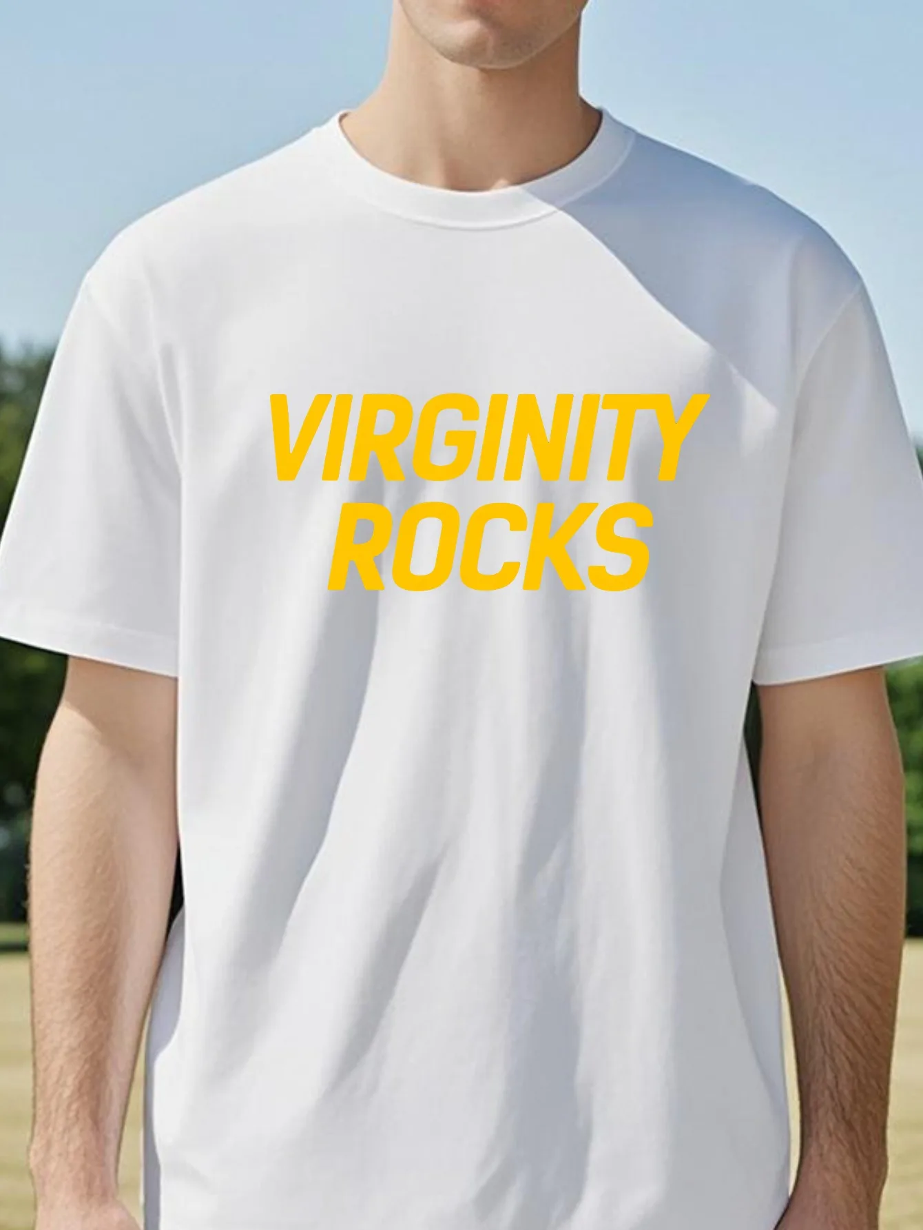 Virginity Rocks letter print Graphic TShirt fashion Top For Everyday Wear Soft streetwear tshirt summer Loose Round Neck top tee