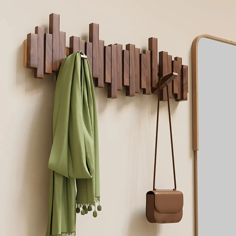Wooden Piano Coat Rack Wall Hanging Key Clothes Hook Storage Rack Creative Door Wall Entrance Hat Scarf Coat Rack Display Rack
