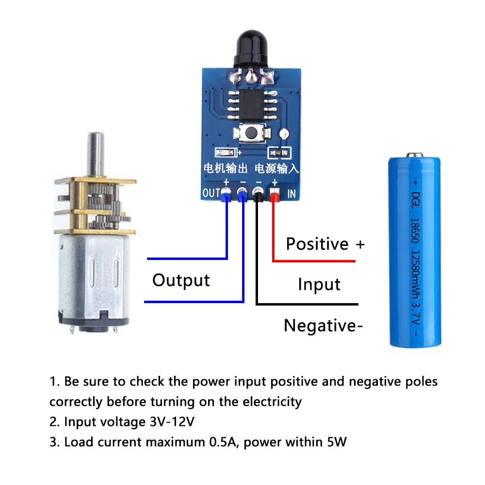 DC 3-12V Wireless Remote Control DC Motor Speed Controller DC Brush Motor PWM Speed Regulation Governor Module Forward Reverse