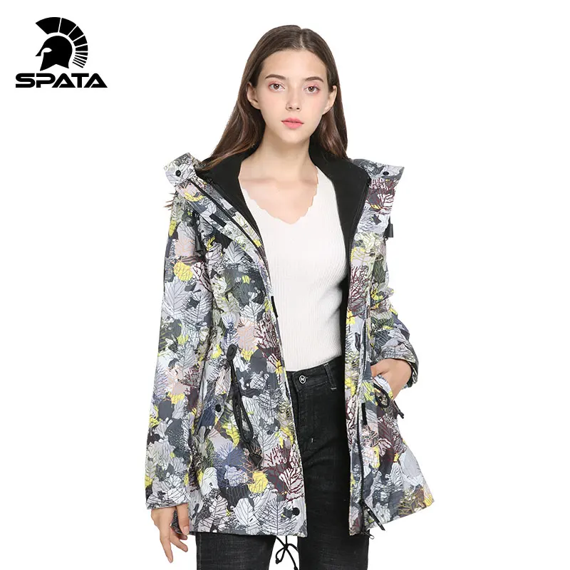 

SPATA 2025 New Female Windbreaker Waterproof Thermal Breathable Hoodie Long-Sleeve Single Fishing Coat Autumn/Winter Outwear