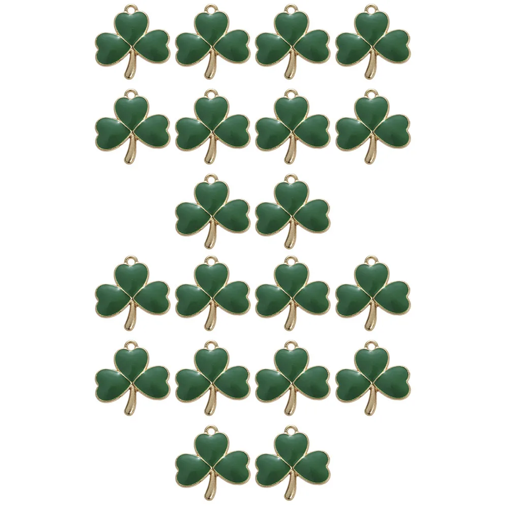 

20pcs Green Enamel Shamrock Charms Zinc Alloy Three Leaf Pendants For Jewelry Making Necklace Bracelet Earrings Supplies