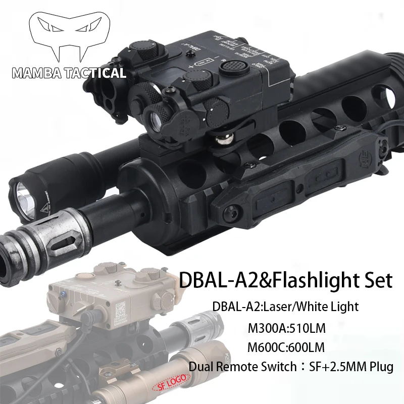 

WADSN Tactical DBAL-A2 Nylon Laser Red Dot&White Light With M300A LED Flashlight M600C Scout Light Dual Remote Pressure Switch