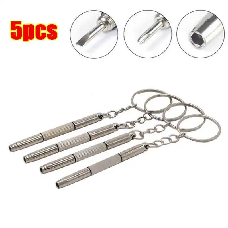 3 In 1 Glasses Screwdriver Eyeglass Screwdriver Watch Repair Kit With Keychain Portable Hand Tools Precision Screwdriver Tools