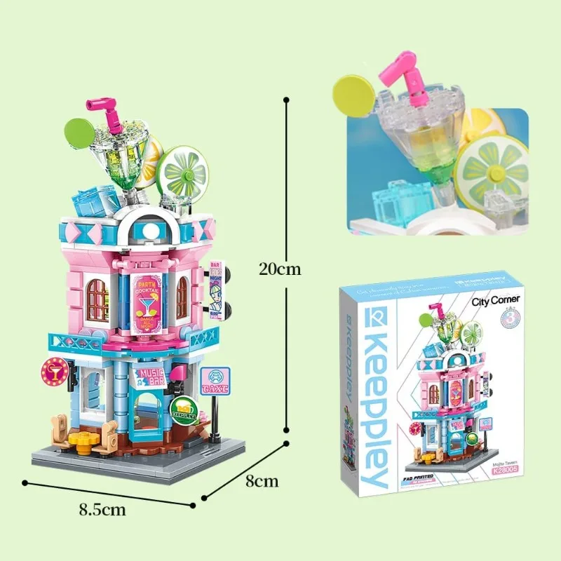QMAN Juguetes de bloques de construcción, juguetes educativos de construcción STEM, juego de construcción para niños, Mojito Tavern, casa, juegos de ladrillos de construcción