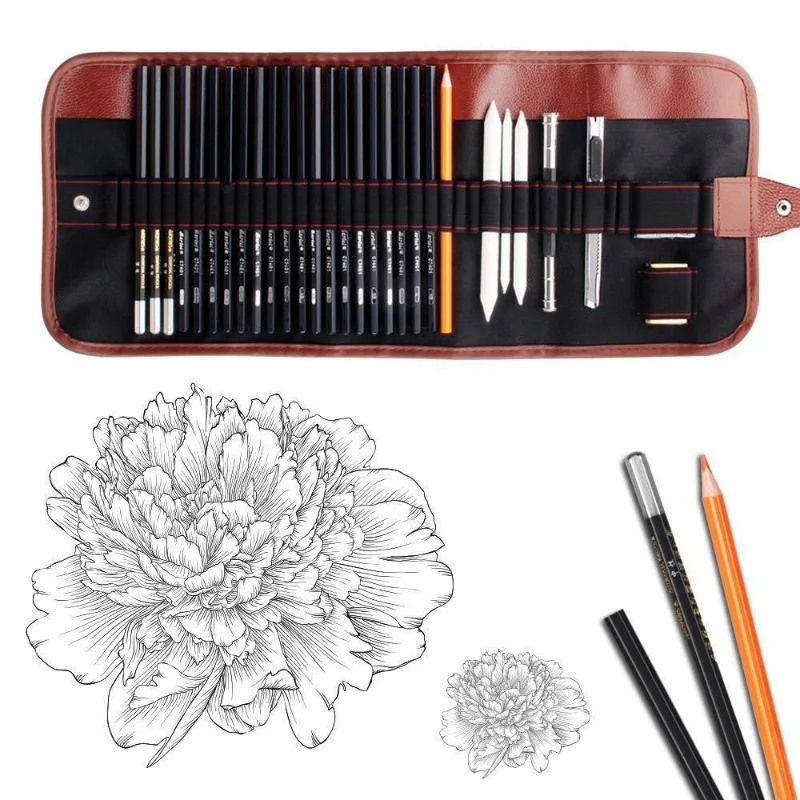 29-piece Sketching Pen Set Drawing Pen Sketching Pencil Student Drawing Art Drawing Brush HB Pen Curtain Set Box