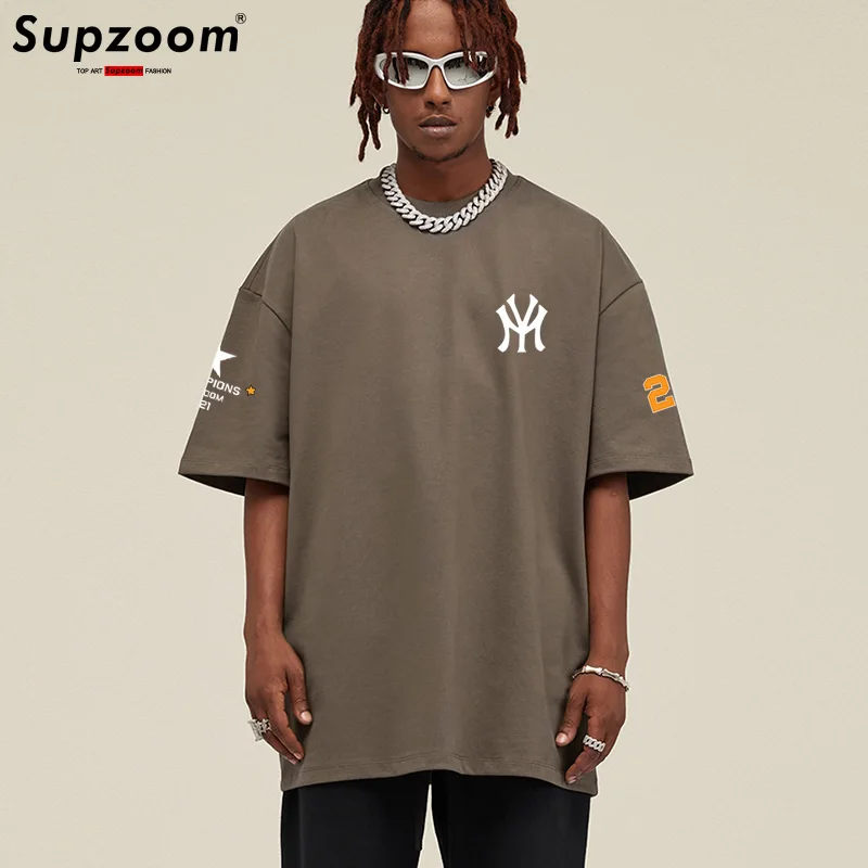 

Supzoom New Arrival Summer Top Fashion Printed Neutral Short O-neck Casual Hip Hop Heavy Texture Cotton Ins Loose Men Tshirt