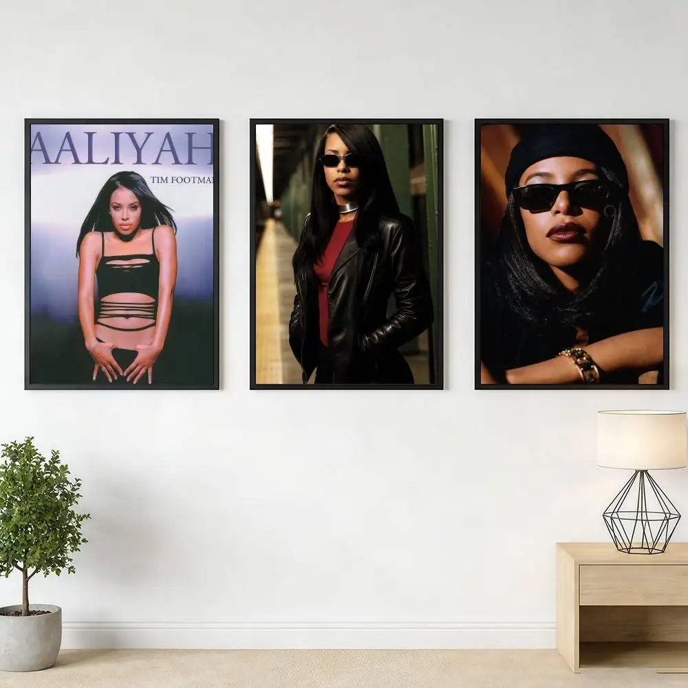 SINGER A-AaliyahS-ES Poster Stickers Art Print Retro Aesthetic Wall Decor Living Room Bedroom Home Office HD Gifts