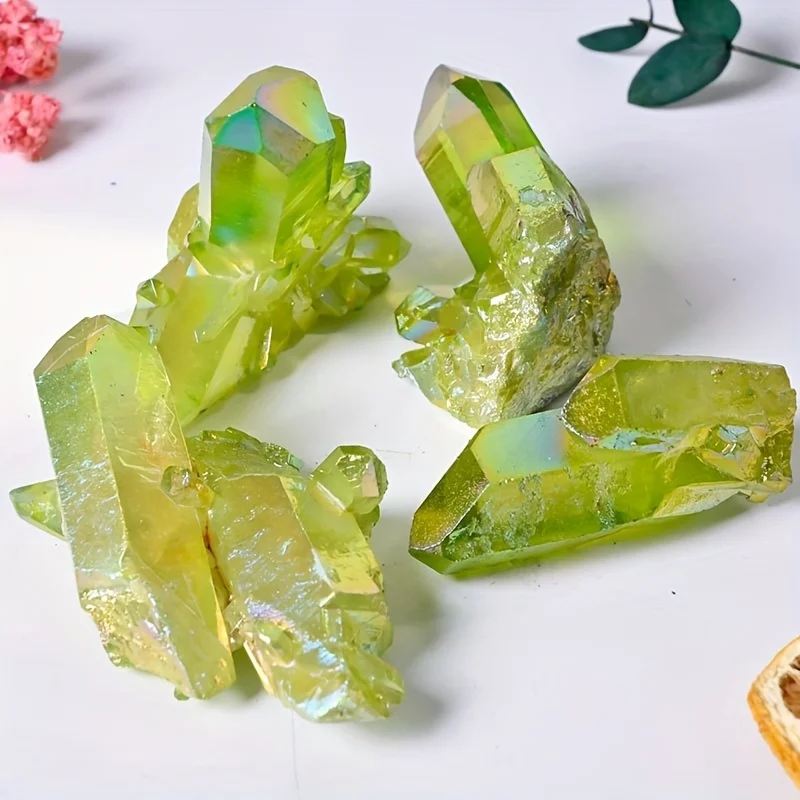 1pc Green Aura Quartz Cluster, Perfect for Home Decoration, Table Adornments, Holiday Gifts, Christmas, Valentine Day