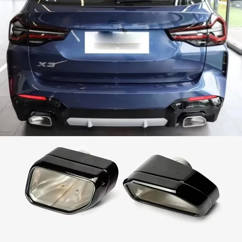 

1 Pair Black Square Exhaust Pipe Tips for BMW X3 X4 30i 2022 Muffler Welding Nozzle for Car Exhaust System X Series