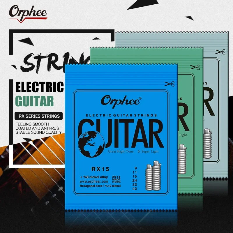 Cuerdas de guitarra eléctrica Orphee RX, núcleo Hexagonal de acero al carbono medio, cuerdas de bobinado de aleación austenitica, piezas y accesorios de guitarra