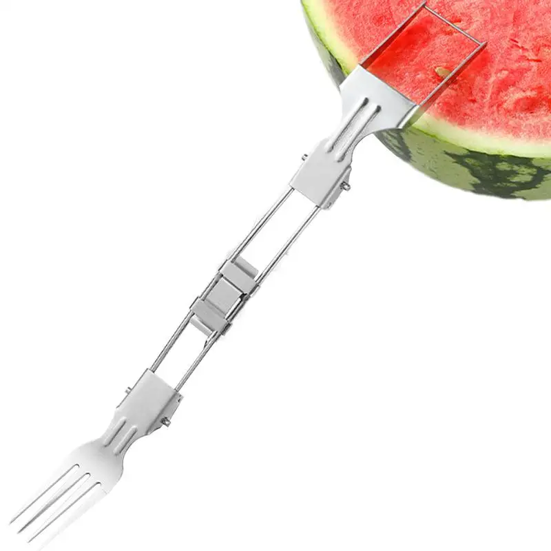 

Watermelon Fork Slicer Cutter Fruit Cutting Gadget For Picnic Double-Head Watermelon Fruit Cutting Fork 2-in-1 For Family