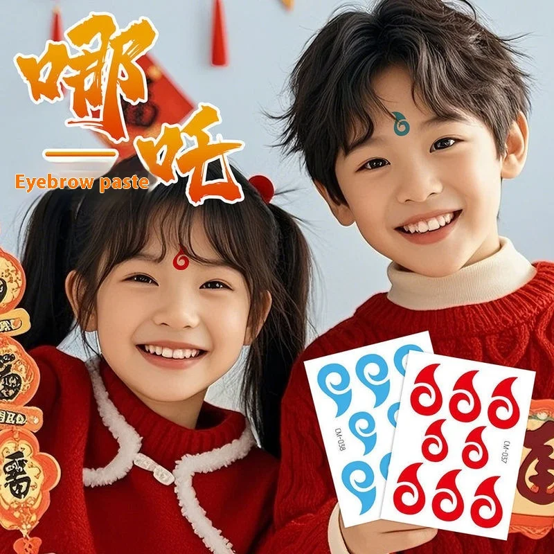 Naklejka Tatuaż Nazha ForeTattoo Długotrwała Niebieska Wodoodporna Anime Cosplay Brwi Centralny Wyrocznia Figurka Akcji Zabawka Kolekcjonerska