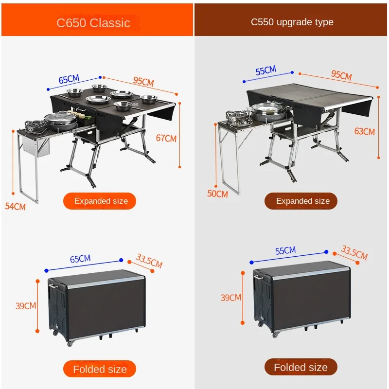 Outdoor Mobile Kitchen Folding Table Camping Outdoor Stove Cookware Supplies Car Self-Driving Travel Equipment Stove