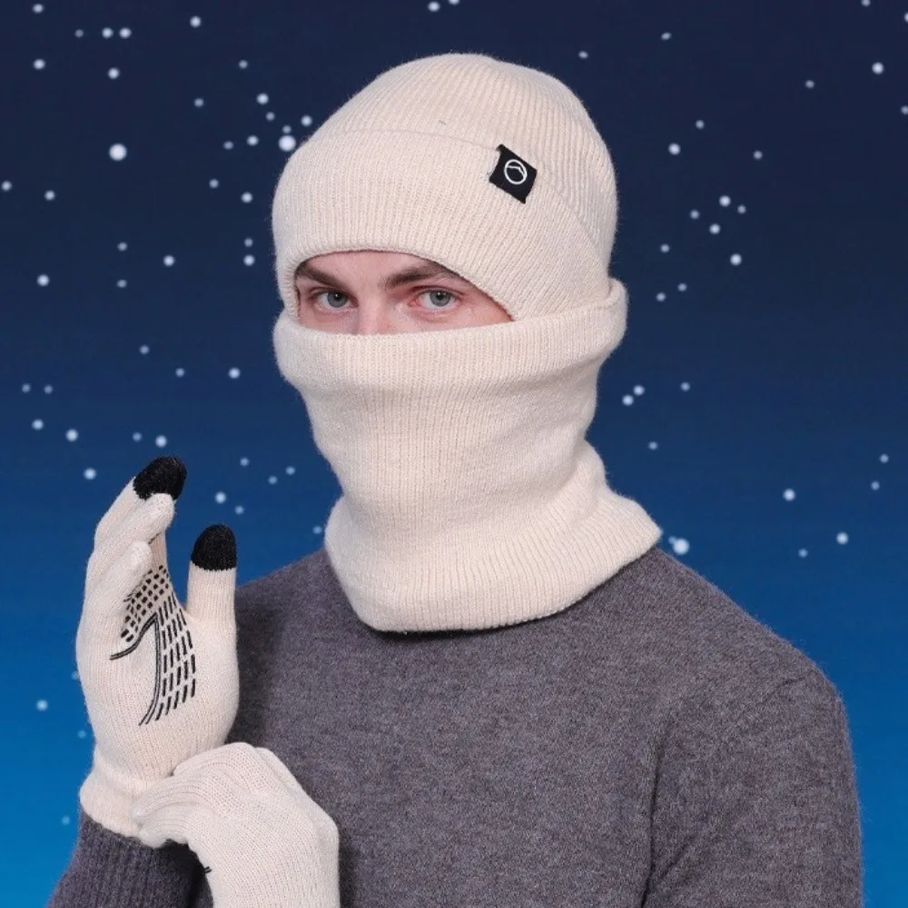 قبعة دافئة الشتاء قفاز قبعة مجموعة الرقبة أدفأ قبعة بحافة محبوك قبعة قفازات وشاح الكورية نمط بلون الصلبة قبعة صغيرة