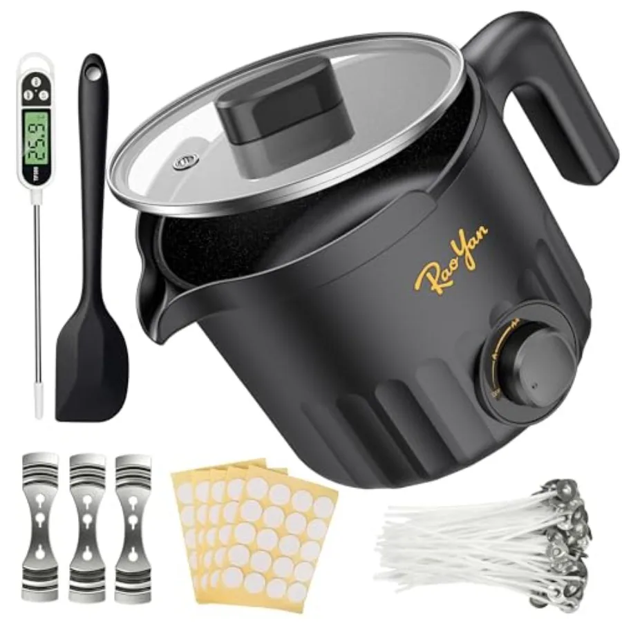 

1.5L Candle Wax Melter with Pour Spout Wax Melting Pot for Candle Making Complete Kit for Beginners and Adults with Thermometer
