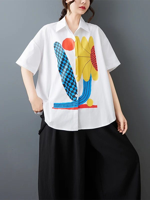 Rétro impression 3D ort Sve décontracté irt femmes été 2025 nouveau coréen ample Sle trajet minceur haut polyvalent