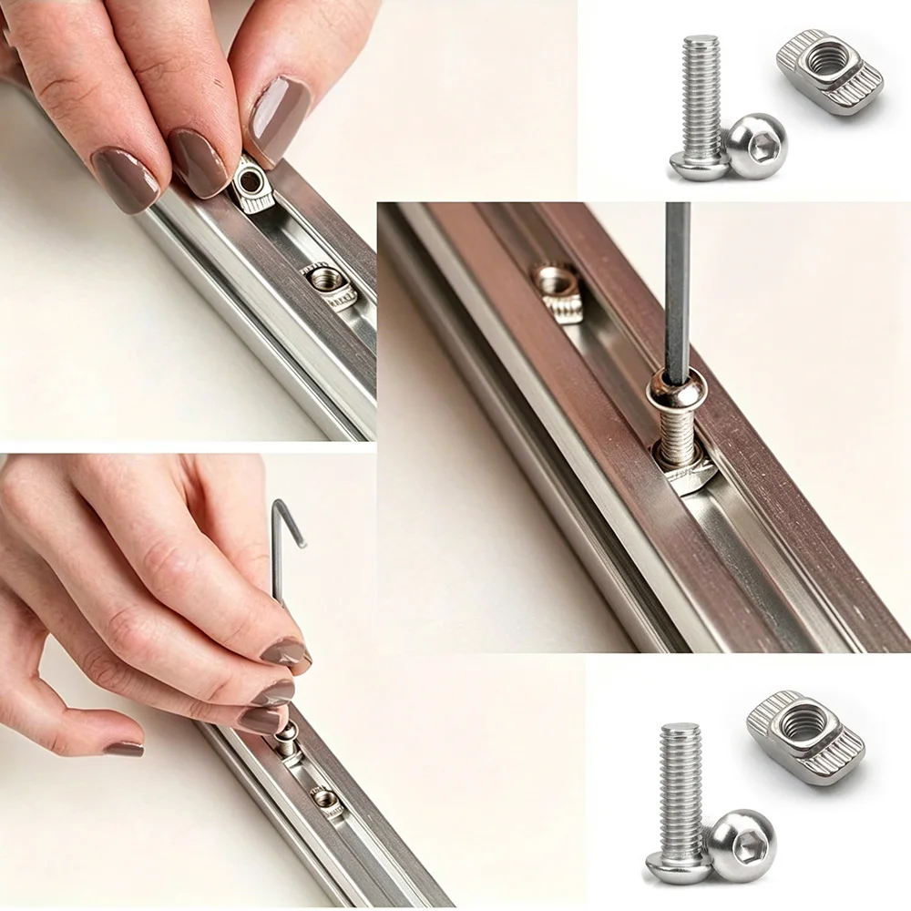 120-Pcs T-Slot Nuts  Hex Bolt Set for 2020 Aluminum Profiles, Suitable for All Series Industrial Aluminum Extrusions view 3