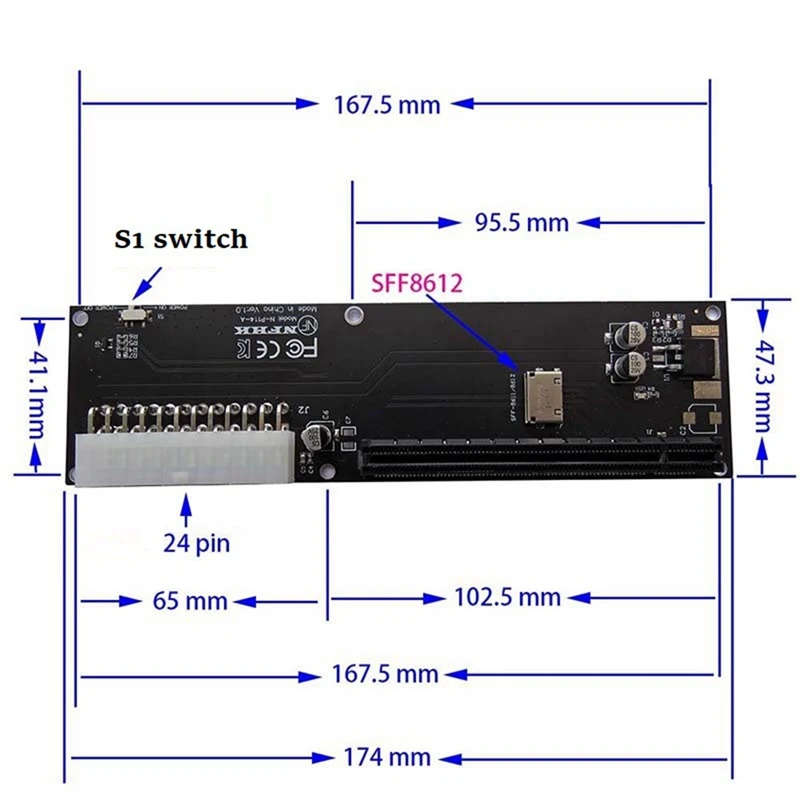 Oculink SFF-8612 SFF-8611 어댑터 카드, PCI-E 16X 2230 M.2 M 키 어댑터, GPD WIN Max2 외장 그래픽 카드용