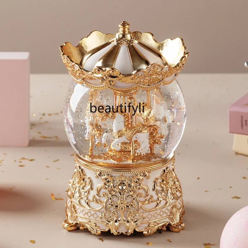 Kristallkugel Spieluhr Spieluhr Sky City Karussell Prinzessin kleines Mädchen Mädchen Geburtstag Kind Geschenk