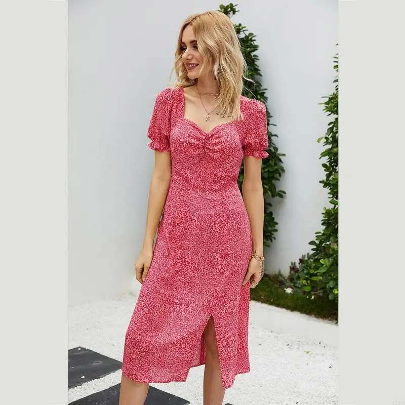 l38e-women-puff-short-sleeve-square-neck-midi-long-dress-vintage-boho-floral-print-ruched-chest-split-a-line-sundress