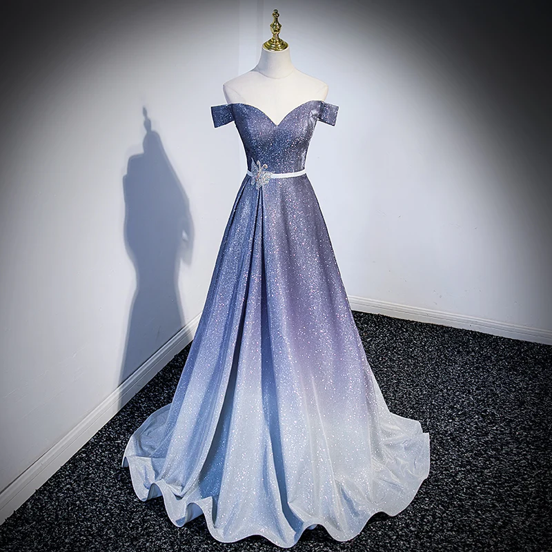 

Элегантное синее вечернее платье Ele Blue adient Solo Vocat Dr для женщин, для участниц ежегодного концерта, класса люкс, длинное.