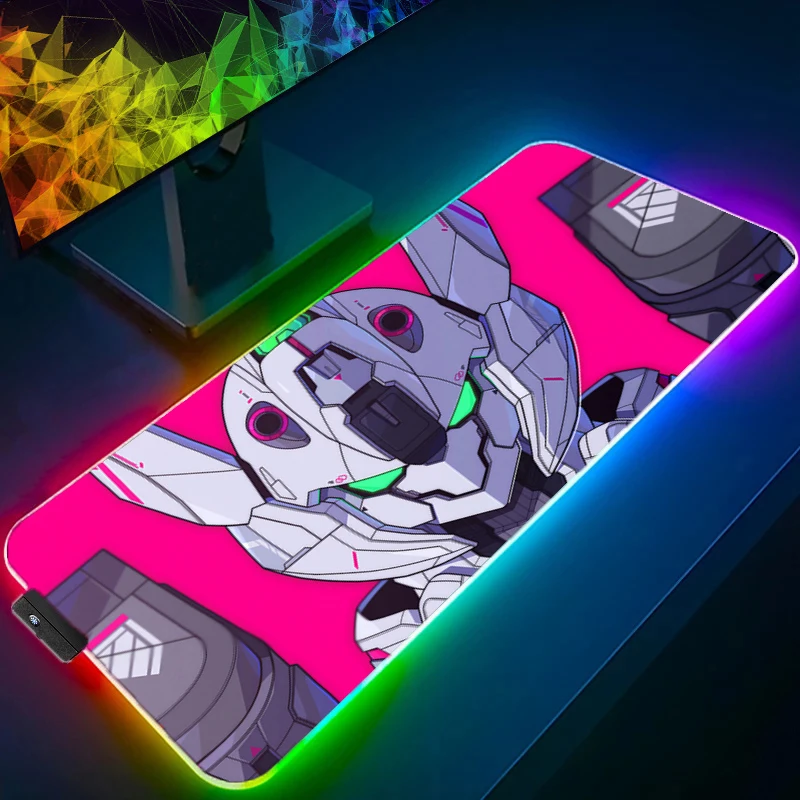 

Mouse Pad RGB Mechanical Warrior Gundam Gamer Backlight Games Mouse Pad XXL Keyboard Pad Large game Mousepad LED Gaming Desk Mat