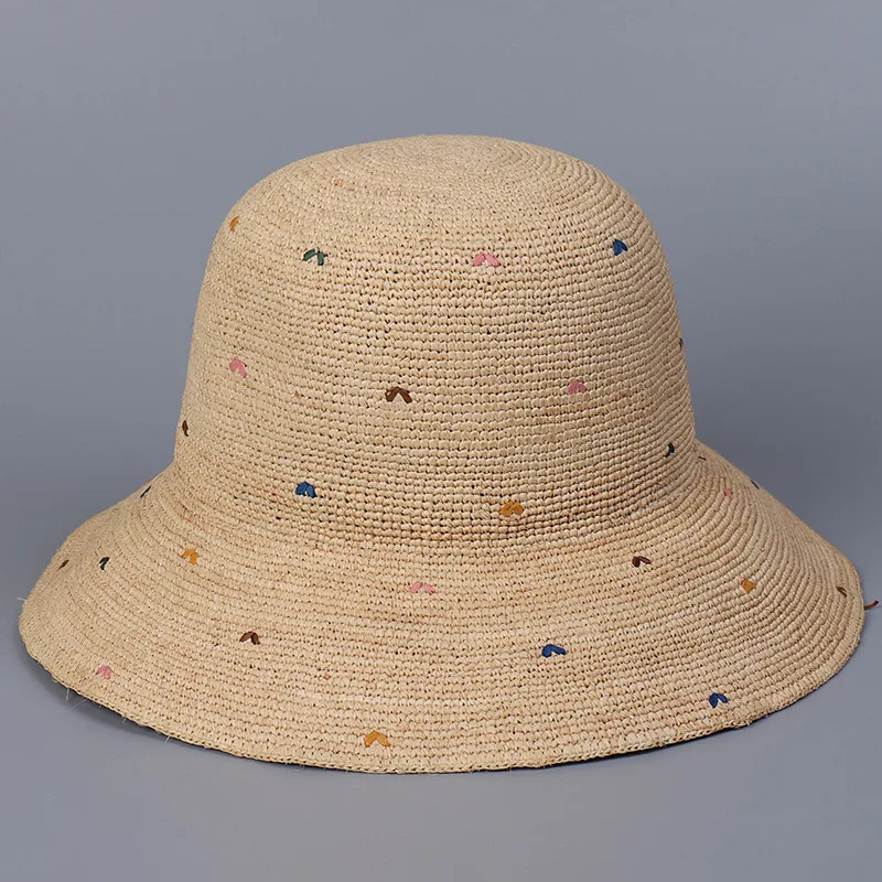 Sombrero de paja de rafia para mujer, gorra Panamá de ala grande, protección solar, transpirable, accesorio de playa para vacaciones al aire libre