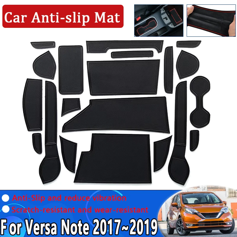 

Car Luxury Slot Hole Pad For Nissan Versa Note E12 2017 2018 2019 Nismo NE12 e-Power Rubber Door Groove Anti-Slip Mat Accesories