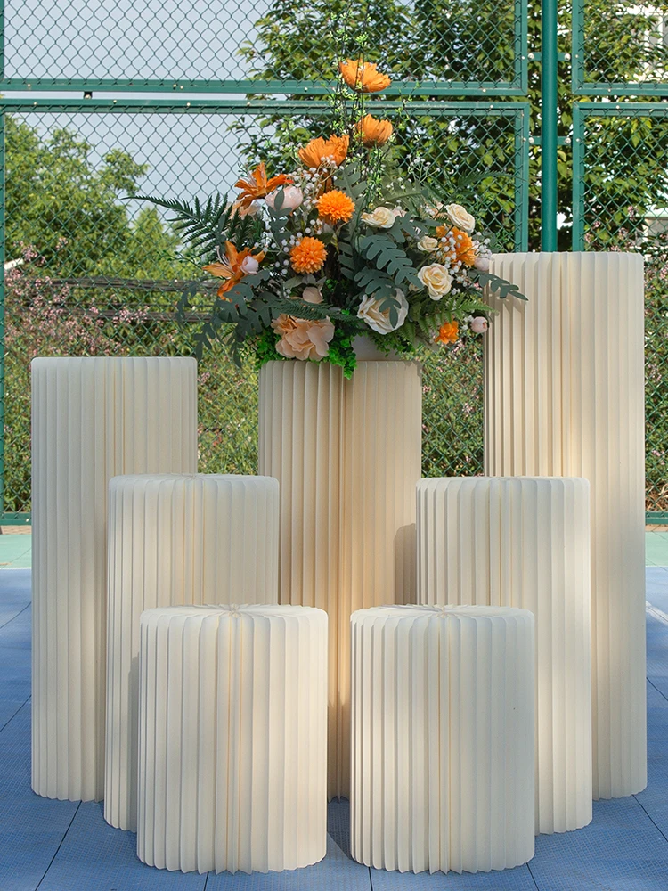 Wedding Dessert Table Column Folding Roman Column Ornaments Engagement Paper Column Window Layout Ornaments Wedding Props