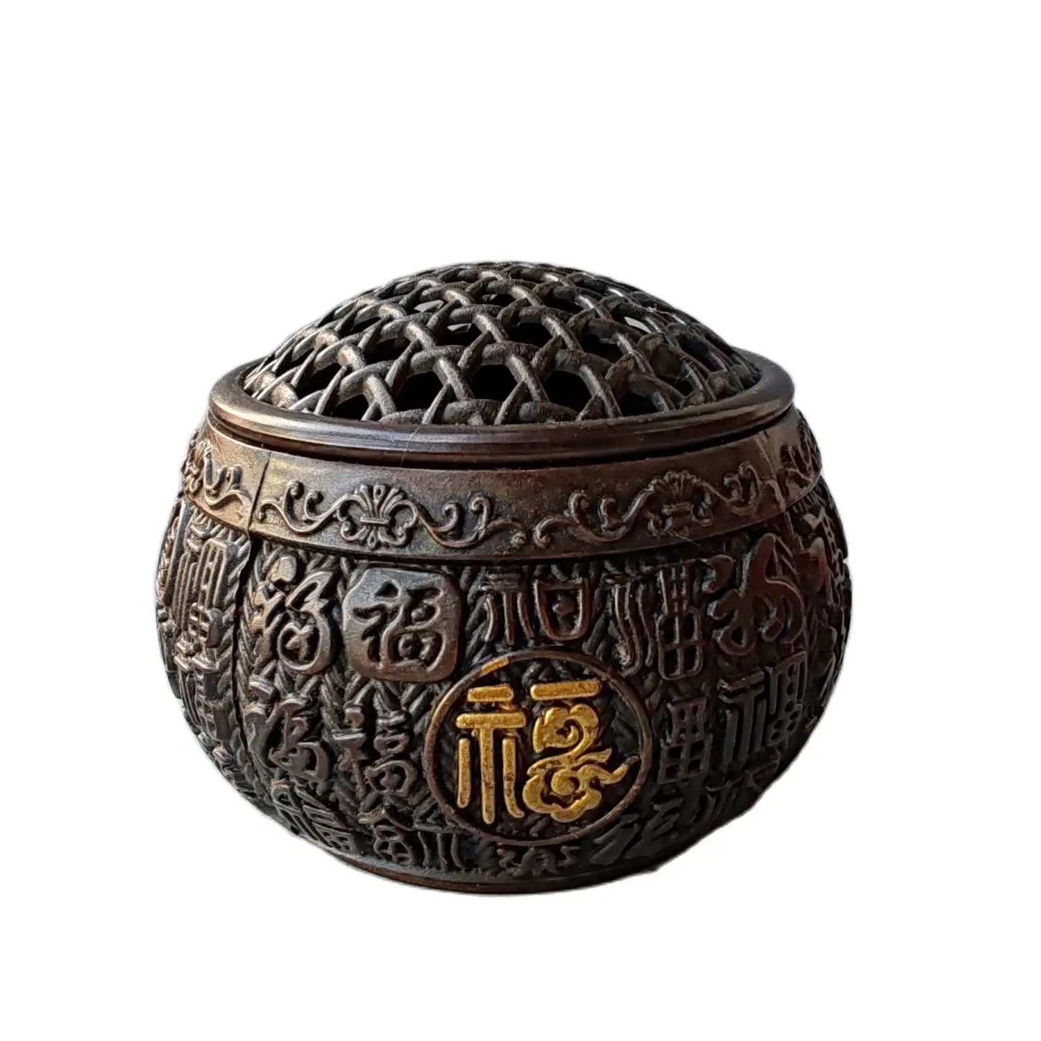 Metal High-grade Incense Stove Chinese Bronze Baifu Cylinder Decoration Sculpture Storage Tank Home Desktop Decoration Accessori