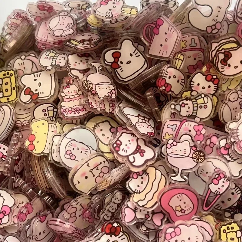 Cute Cartoon Character Cat Acrylic DIY Patch Kawaii Pendant Shaped Cut Animated Cartoon Print Keychain Hair Clip Material Gift