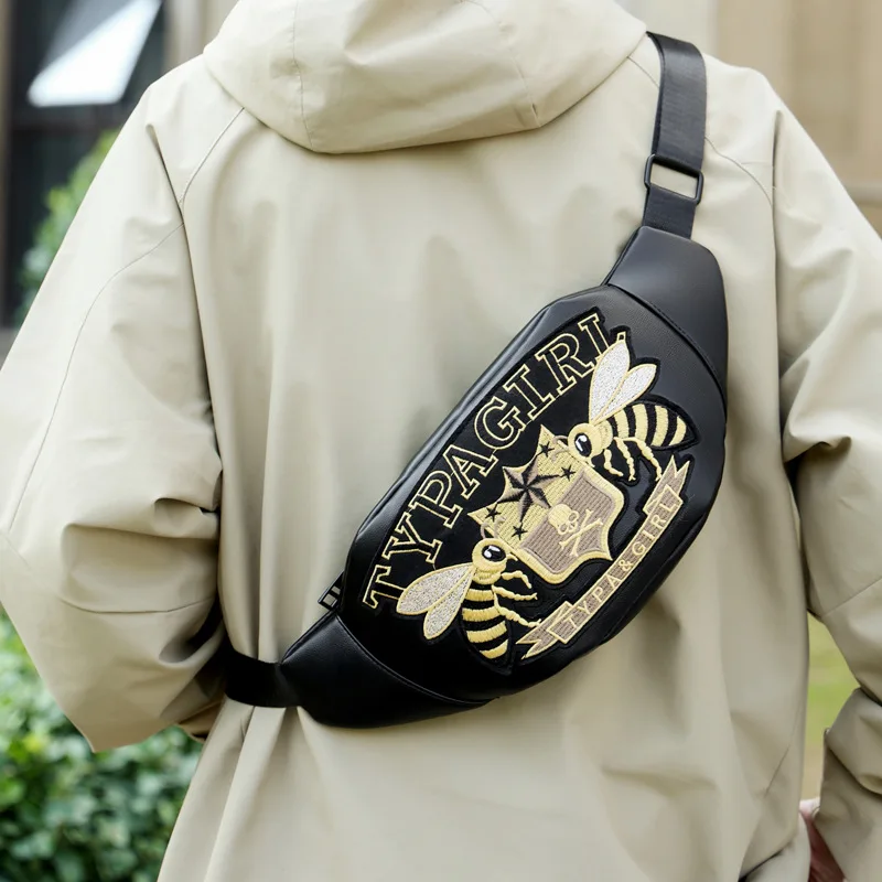 

Новая вышитая ретро-сумка на пояс, портативная мужская сумка в корейском стиле, модная ретро-сумка-бананка, простая повседневная сумка-мессенджер