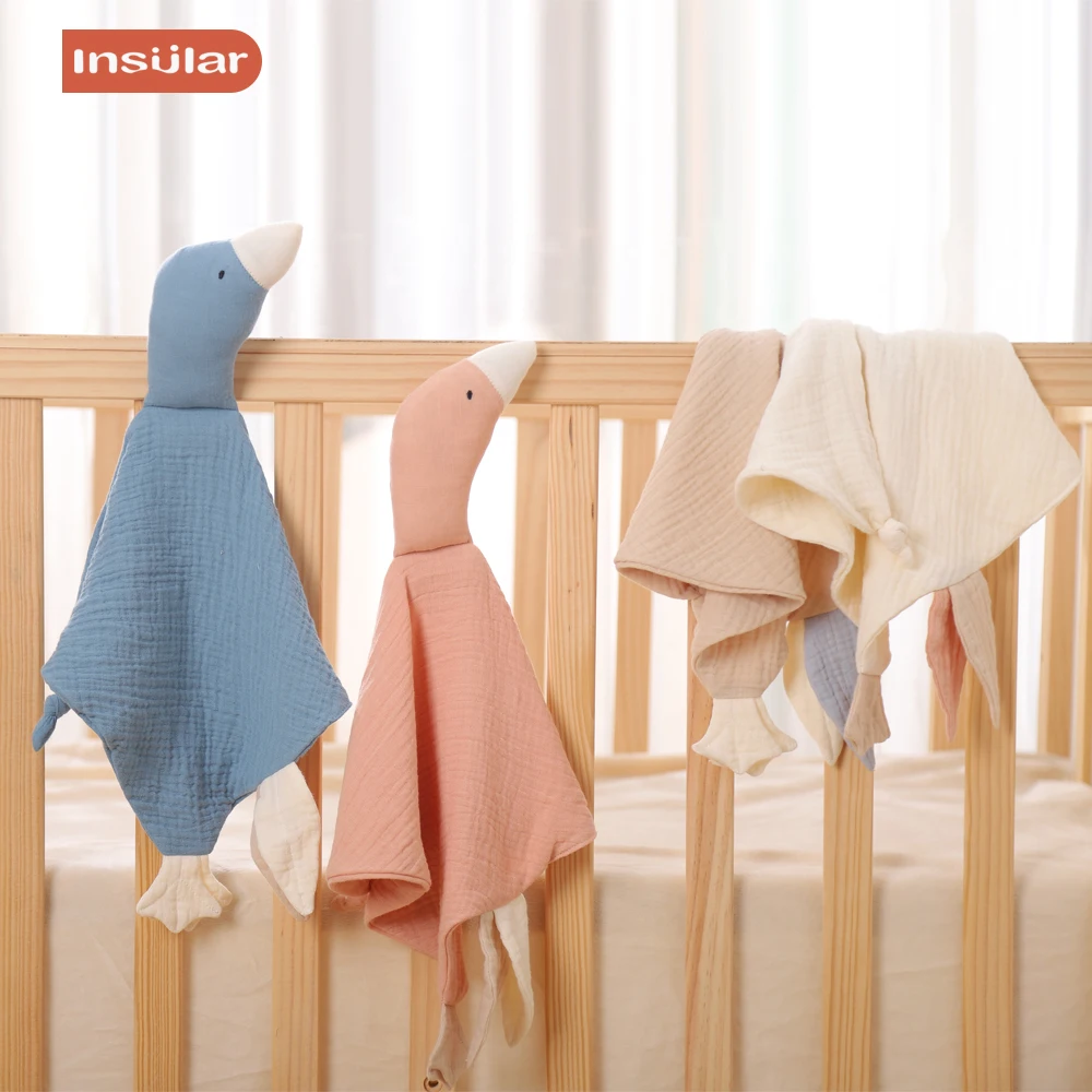 

Insular Gauze New Born Soothe Appease Towel Soft Organic Cotton Goose Toy Ins Baby Comforter Lovely Muslin Security Blanket
