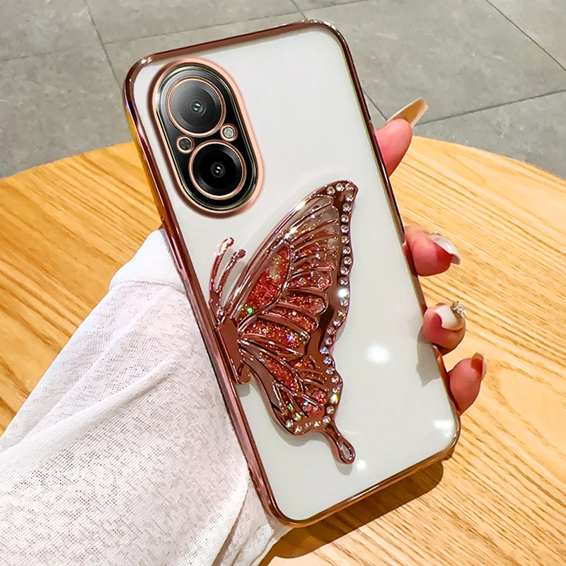 Gradient Butterfly Quicksand Phone Case For REALME C67 4G C33 C53 C55 C31 C30 C21 C20 C17 C15 C11 V13 V11 Soft Silicone Cover